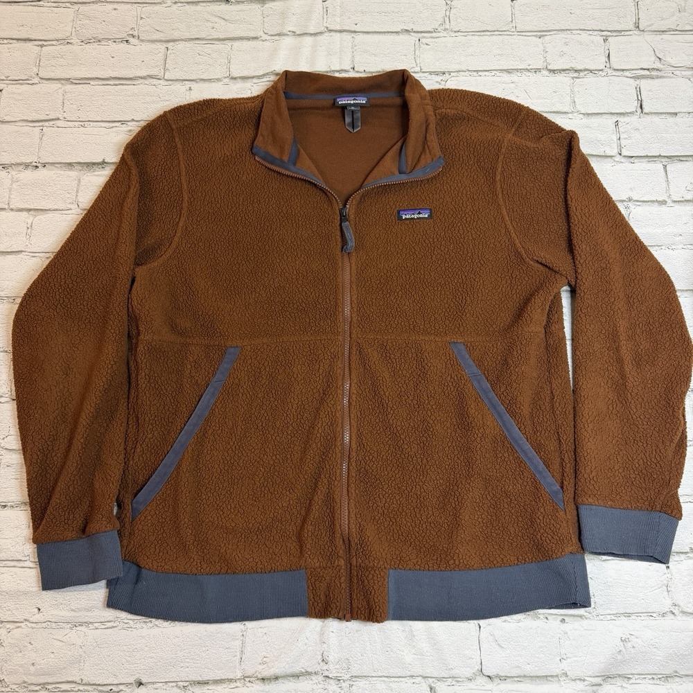 Patagonia Jacket Mens Size XL Bear Brown Sherpa Pile Fleece Full Zip 26125